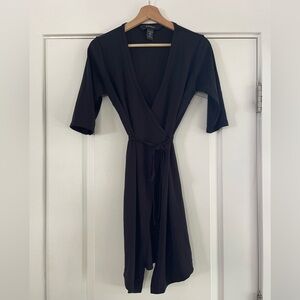 Vintage Express Wrap Dress Black - 1/2